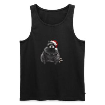 Waschbär liebt Weihnachten - Männer Premium Bio Tank Top - Schwarz - Vorne - AI Model Male 178 light (178cm)