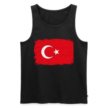 DRAPEAU TURC Turquie drapeau cadeau pour les Turcs - Débardeur bio Premium Homme - noir - Devant - AI Model Male 178 light (178cm)