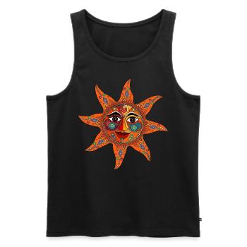 Sun Mandala / Sonne - Männer Premium Bio Tank Top - Schwarz - Vorne - AI Model Male 178 light (178cm)