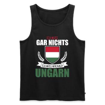 Ich muss gar nichts - Ich muss nur nach Ungarn - Männer Premium Bio Tank Top - Schwarz - Vorne - AI Model Male 178 light (178cm)