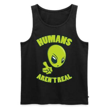 HUMANS ARE NOT REAL Alien UFO Sci-Fi Geschenke - Männer Premium Bio Tank Top - Schwarz - Vorne - AI Model Male 178 light (178cm)