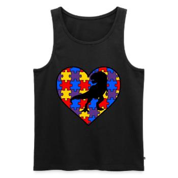 AUTISM AWARENESS DINO autisme cadeau autiste - Débardeur bio Premium Homme - noir - Devant - Michal (187cm)
