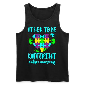 AUTISM DIFFERENT IS OK Cadeau pour les personnes autistes - Débardeur bio Premium Homme - noir - Devant - AI Model Male 178 light (178cm)