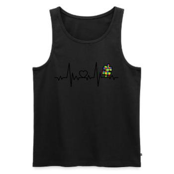 AUTISM HEARTBEAT Cadeau de sensibilisation à l'autisme - Débardeur bio Premium Homme - noir - Devant - AI Model Male 178 light (178cm)