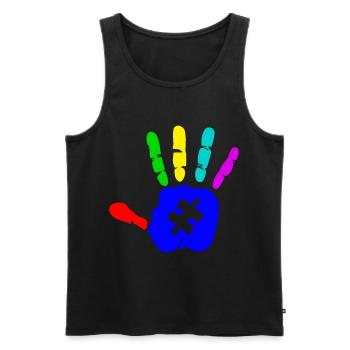 AUTISM PUZZLE HAND Cadeau de sensibilisation à l'autisme - Débardeur bio Premium Homme - noir - Devant - AI Model Male 178 light (178cm)