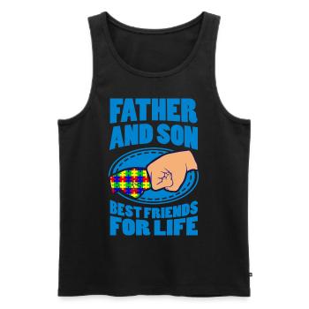 AUTISME PÈRE et fils cadeau papa autiste - Débardeur bio Premium Homme - noir - Devant - Michal (187cm)