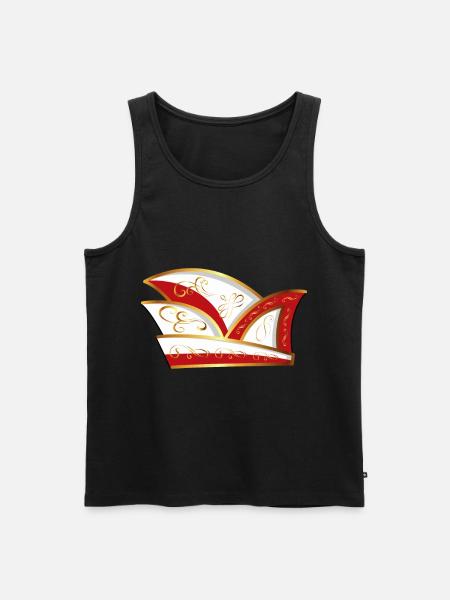 COMITÉ HOED RODE WITTE CARNAVAL gek pet - Mannen Premium Bio Tanktop - zwart