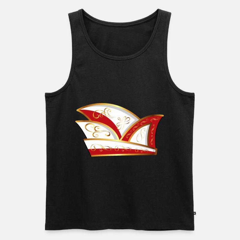 KOMITEEMÜTZE ROT WEISS KARNEVAL Narrenkappe - Männer Premium Bio Tank Top - Schwarz