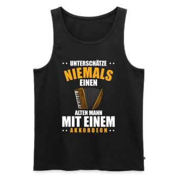 Akkordeon Ziehharmonika Musiker - Alter Mann - Männer Premium Bio Tank Top - Schwarz - Vorne - Michal (187cm)