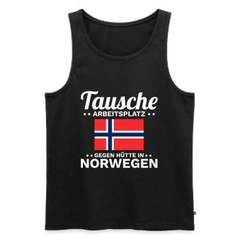 Hütte in Norwegen Spruch - Männer Premium Bio Tank Top - Schwarz - Vorne - Michal (187cm)