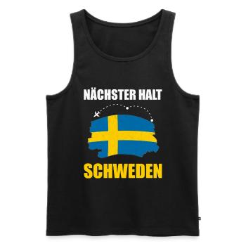 Nächster Halt Schweden Skandinavien Urlaub Reise - Männer Premium Bio Tank Top - Schwarz - Vorne - Michal (187cm)
