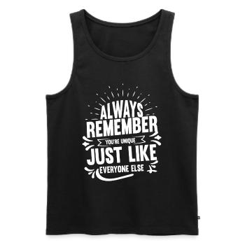 Denke immer daran Du bist einzigartig! - Männer Premium Bio Tank Top - Schwarz - Vorne - AI Model Male 178 light (178cm)