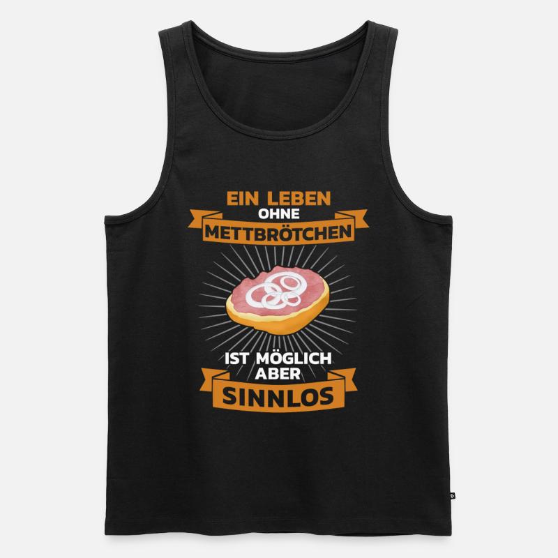 Mett Mettbrötchen Hackfleisch - Männer Premium Bio Tank Top - Schwarz