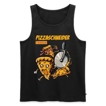 Funny Pizza Shirt | Pizza cutter | Pizza fan - Men's Premium Organic Tank Top - black - Front - AI Model Male 178 light (178cm)