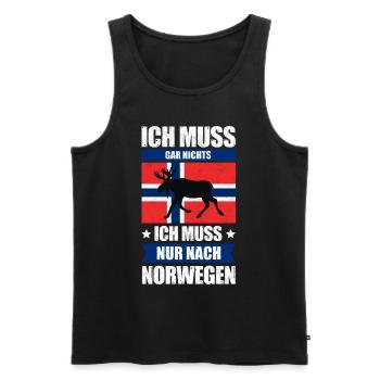 Ich Muss Gar Nichts - Ich Muss Nur Nach Norwegen - Männer Premium Bio Tank Top - Schwarz - Vorne - Michal (187cm)