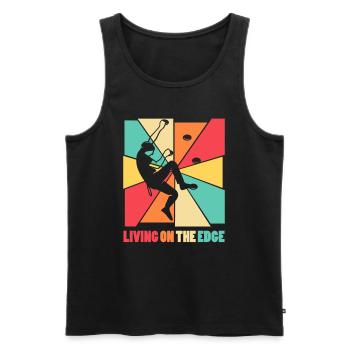 Leben am Rande Kletterwand - Männer Premium Bio Tank Top - Schwarz - Vorne - AI Model Male 178 light (178cm)