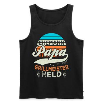 Ehemann Papa Grillmeister Held Vatertag Geschenk - Männer Premium Bio Tank Top - Schwarz - Vorne - Michal (187cm)