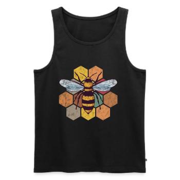 Imker Biene Vintage Retro Honigbiene - Männer Premium Bio Tank Top - Schwarz - Vorne - Michal (187cm)