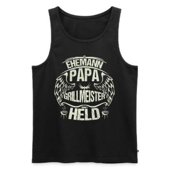 Ehemann Papa Grillmeister Held Vatertag Geschenk - Männer Premium Bio Tank Top - Schwarz - Vorne - Michal (187cm)