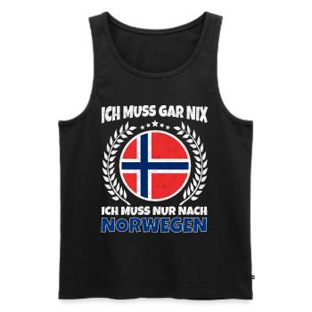 Ich Muss Gar Nichts - Ich Muss Nur Nach Norwegen - Männer Premium Bio Tank Top - Schwarz - Vorne - Michal (187cm)
