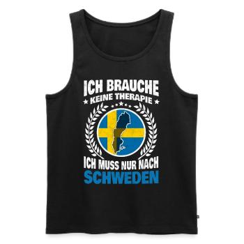 Ich brauche keine Therapie Ich muss nach Schweden - Männer Premium Bio Tank Top - Schwarz - Vorne - Michal (187cm)