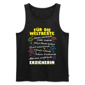 Erzieherinnen und Erzieher Geschenk Kindergärtner - Männer Premium Bio Tank Top - Schwarz - Vorne - Michal (187cm)