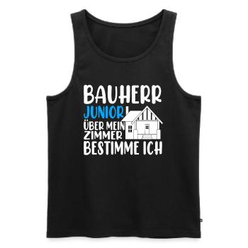 Bauherr Junior - Männer Premium Bio Tank Top - Schwarz - Vorne - Michal (187cm)