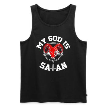 My god is Satan - Men's Premium Organic Tank Top - black - Front - Michal (187cm)