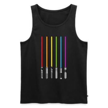LGBT Regenbogen Lichtschwert - Männer Premium Bio Tank Top - Schwarz - Vorne - AI Model Male 178 light (178cm)