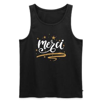 Paris Merci France - Men's Premium Organic Tank Top - black - Front - Michal (187cm)