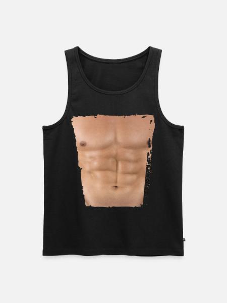 Fake Muskel Mann Fitness Männerkörper - Männer Premium Bio Tank Top - Schwarz