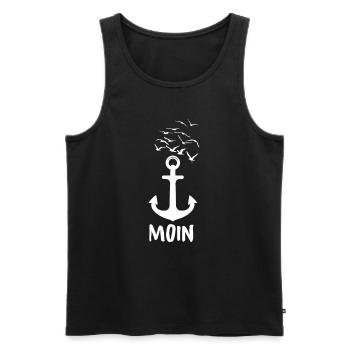 Moin Möwen Anker Hafen Meer - Männer Premium Bio Tank Top - Schwarz - Vorne - Michal (187cm)