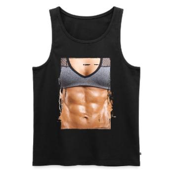 Fake muscle woman fitness female body - Men's Premium Organic Tank Top - black - Front - Michal (187cm)