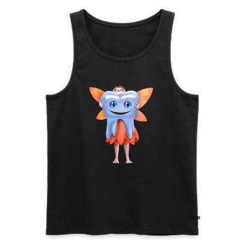 Hardworking tooth fairy with smiling healthy tooth - Men's Premium Organic Tank Top - black - Front - Michal (187cm)