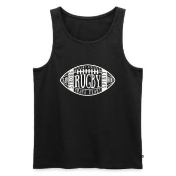 Ballon de rugby pour les fans de rugby | Cadeau de rugby vintage - Débardeur bio Premium Homme - noir - Devant - AI Model Male 178 light (178cm)