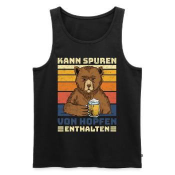 Kann Spuren von Hopfen enthalten Bär mit Bier Bier - Männer Premium Bio Tank Top - Schwarz - Vorne - Michal (187cm)