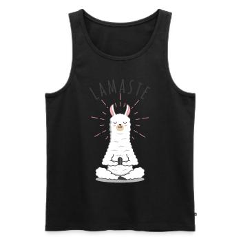 Llamaste | Kawaii Lama | Yoga Namaste - Männer Premium Bio Tank Top - Schwarz - Vorne - AI Model Male 178 light (178cm)