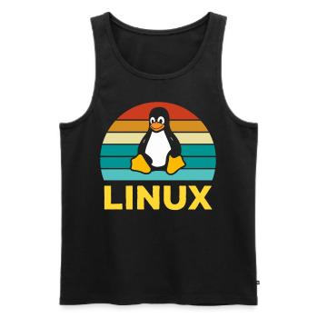 Linux Retro Vintage Geek Style Computer Scientist - Men's Premium Organic Tank Top - black - Front - AI Model Male 178 light (178cm)