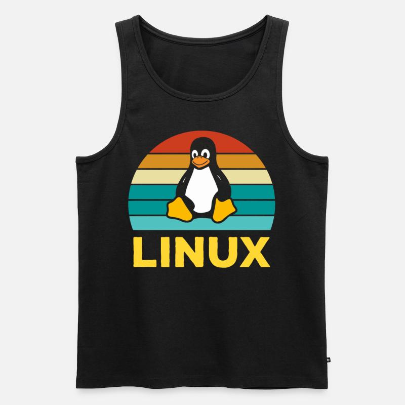 Linux Rétro Vintage Geek Style Informaticien - Débardeur bio Premium Homme - noir