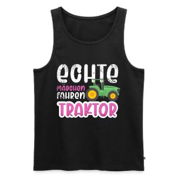 Echte Mädchen fahren Traktor Traktorfahrer - Männer Premium Bio Tank Top - Schwarz - Vorne - Michal (187cm)