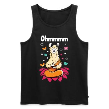 Alpaka Yoga Lama Spruch Lamaste - Männer Premium Bio Tank Top - Schwarz - Vorne - AI Model Male 178 light (178cm)