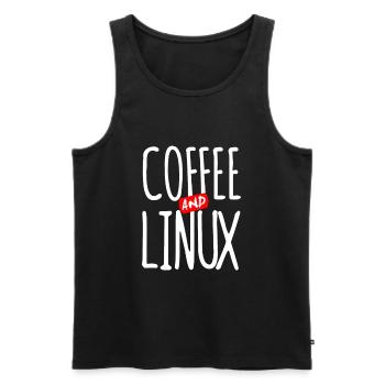 Paroles de Geek Linux Coffee Nerd PC - Débardeur bio Premium Homme - noir - Devant - AI Model Male 178 light (178cm)