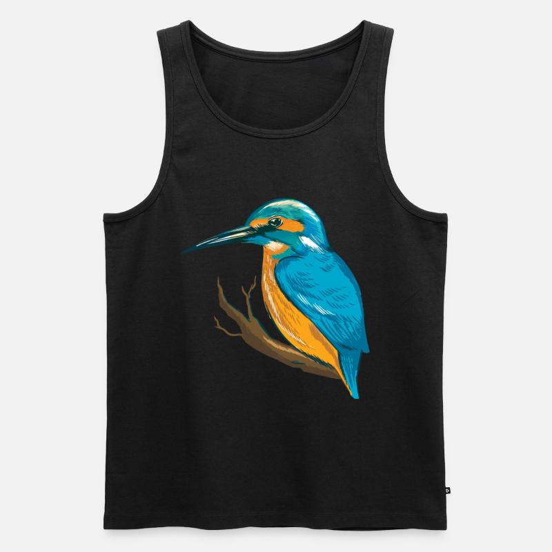 Eisvogel Blauer Vogel - Männer Premium Bio Tank Top - Schwarz