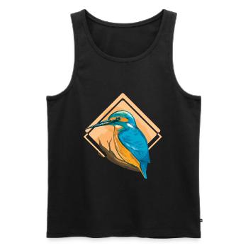 Oiseau bleu Kingfisher - Débardeur bio Premium Homme - noir - Devant - AI Model Male 178 light (178cm)