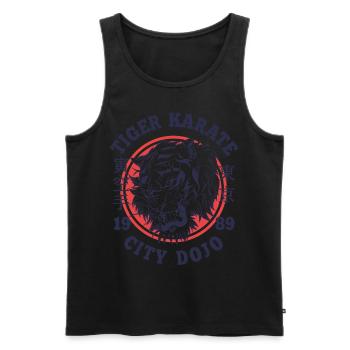 Karate vintage retro Design Stadt Dojo Tiger - Männer Premium Bio Tank Top - Schwarz - Vorne - Michal (187cm)