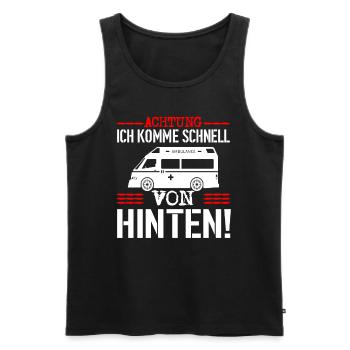 Achtung Sanitäter Rettungswagen Notarzt - Männer Premium Bio Tank Top - Schwarz - Vorne - Michal (187cm)