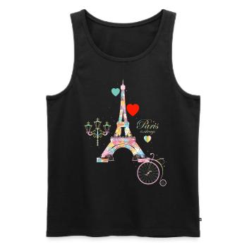 J'adore Paris Tour Eiffel Français - Débardeur bio Premium Homme - noir - Devant - Michal (187cm)