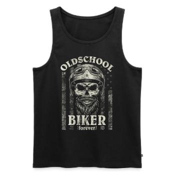 Old School Biker Forever I Motorcycle Bike Skull - Men's Premium Organic Tank Top - black - Front - AI Model Male 178 light (178cm)