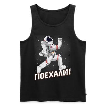 Voyage spatial cosmonaute dans l'espace Russie - Débardeur bio Premium Homme - noir - Devant - Michal (187cm)