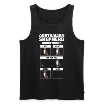 Aussie Tricks Australian Shepherd Hundetricks - Männer Premium Bio Tank Top - Schwarz - Vorne - AI Model Male 178 light (178cm)